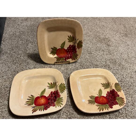 TableTops Unlimited Tuscan Orchard Square Dinner Plates - Picture 1 of 6